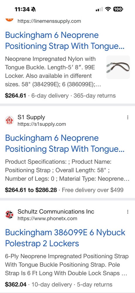 Buckingham Neoprene Safety Strap, 8 Ft