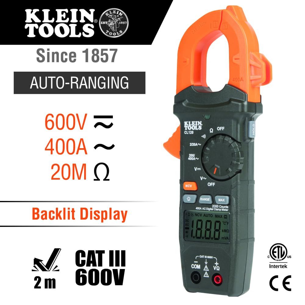 Klein Tools CL120VP Electrical Test Kit Clamp Meter Set with Testers Pouch