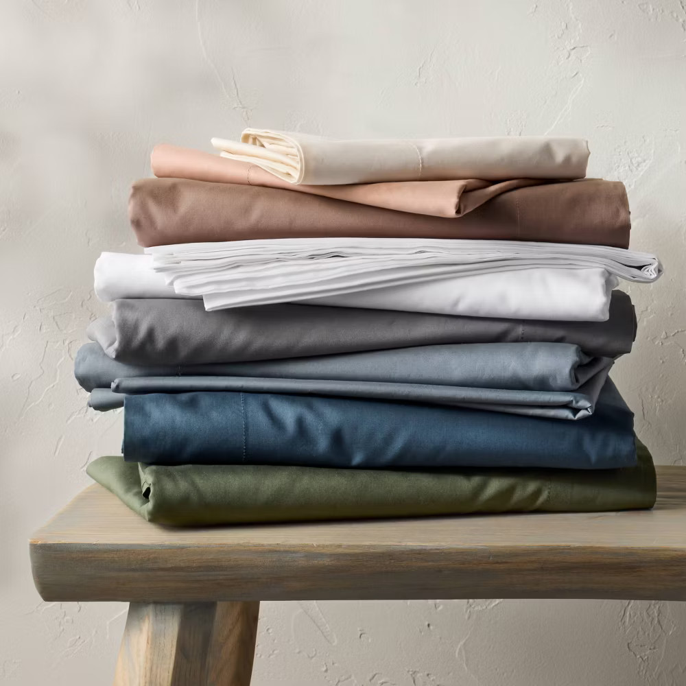 Queen 400 Thread Count Percale Sheet Set Natural - Casaluna
