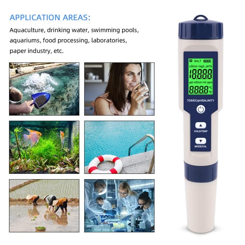 PH & Salinity Meter for Pool Saltwater & Aquariums