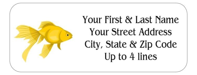 150 Goldfish Mailing Return Address Labels Personalized  1 x 2 5/8 in.
