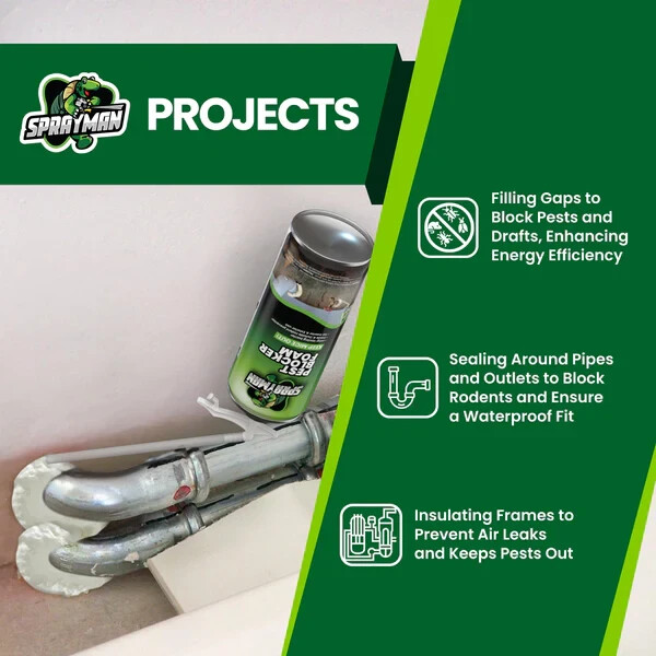 Sprayman Pest Blocker Foam, 12oz 2 Pack - Straw Use