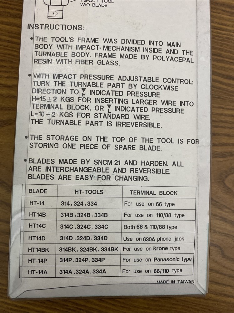 Telecom Impact and Punch Down Tool HT-3140 For Seating Terminal Blocks