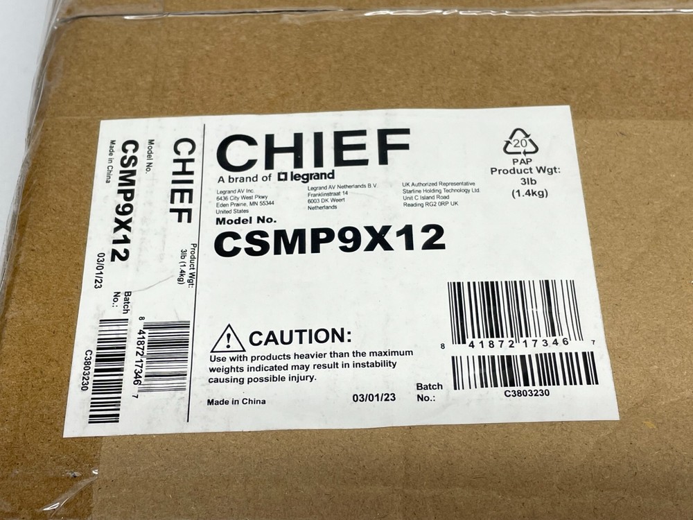 Chief CSMP9X12 Component Storage Panel LOT OF 2