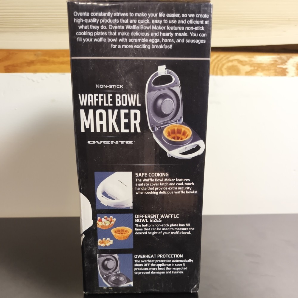 Ovente - Waffle Bowl Maker / Non Stick - White
