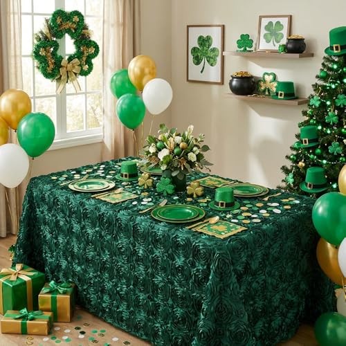90x132 Inch Green Rosette St. Patrick's 132" x 90" (Rectangular) Dark Green