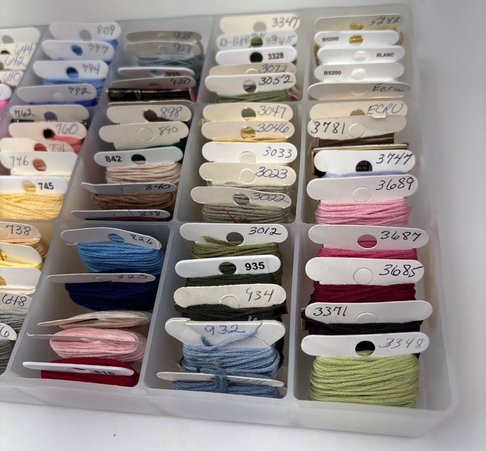 DMC Embroidery Floss Set in Plastic Case Multi Colors Organizer Skeins Multiuse