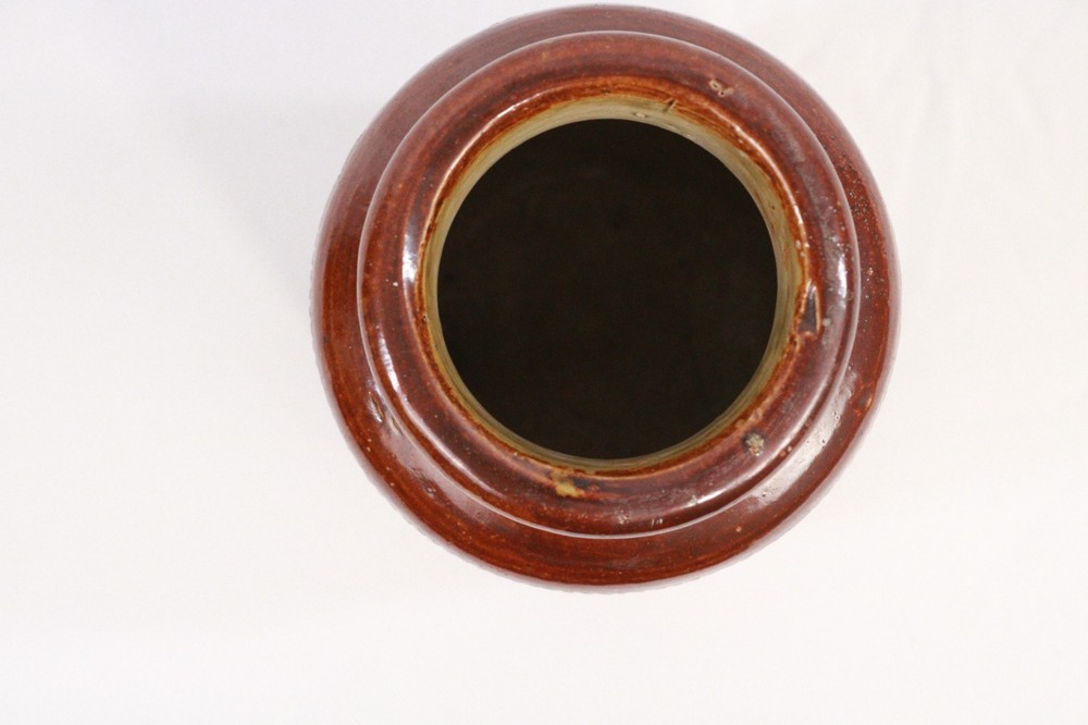 Vintage Brown Glazed Stoneware Pot 14cm Tall 9cm Diameter