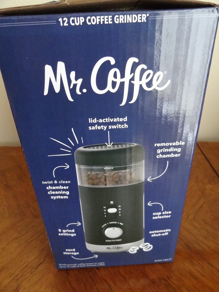 MR COFEE 12 CUP MULTI GRIND BLADE GRINDER NEW IN BOX BVMC-PBG77