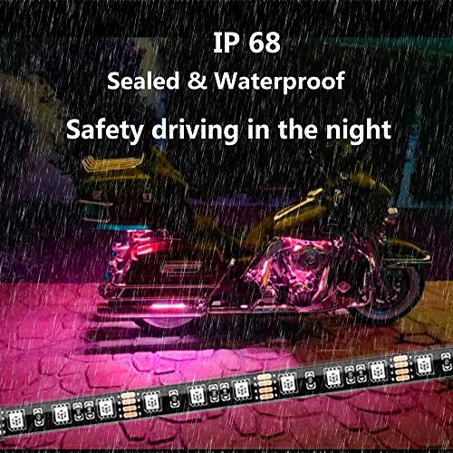 12Pcs Wireless RF Remote APP Control RGB Motorcycle LED Light Kits Flexible