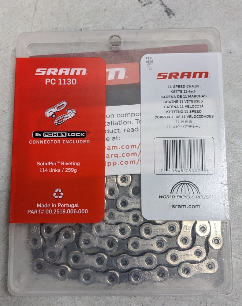 SRAM PC-1130 Chain - 11-Speed, 114 Links, Silver/Gray