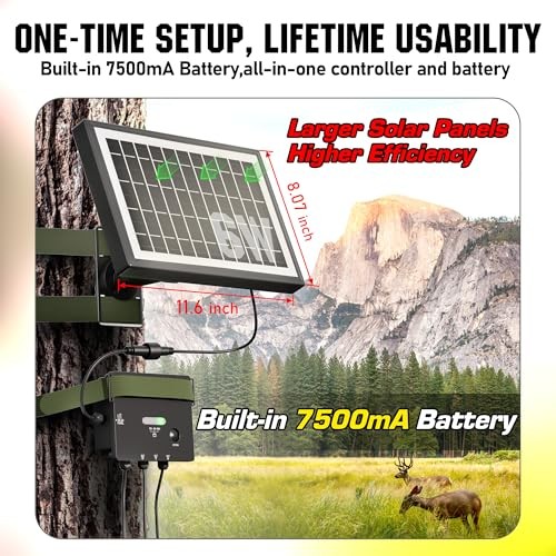 Solar Panel for Trail Camera, Solar Battery Charger with Controller and 6W