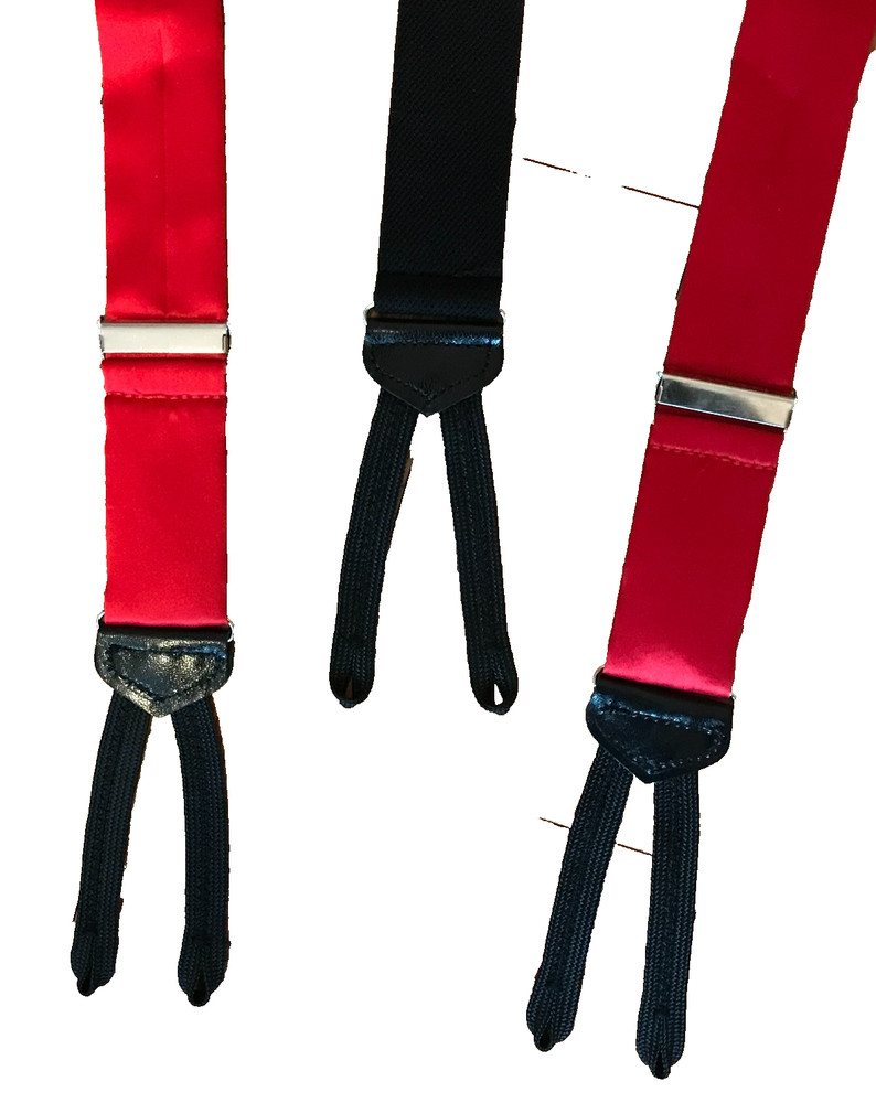 Men’s Suspenders Red Satin Pleather