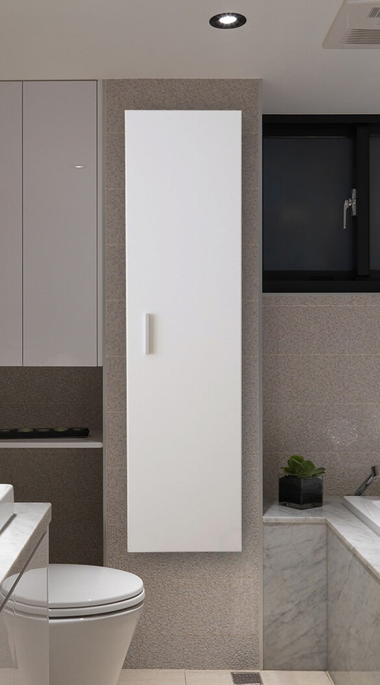 New Basicwise Modern Long Bathroom Wall Mounted Cabinet, White