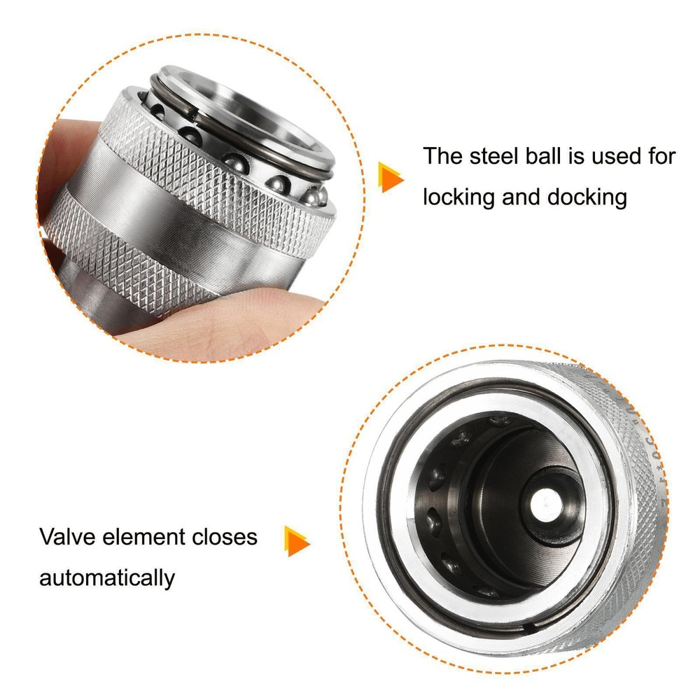 Hydraulic Quick Connect Coupler M20x1.5mm Female Thread Pipe Fitting Silver