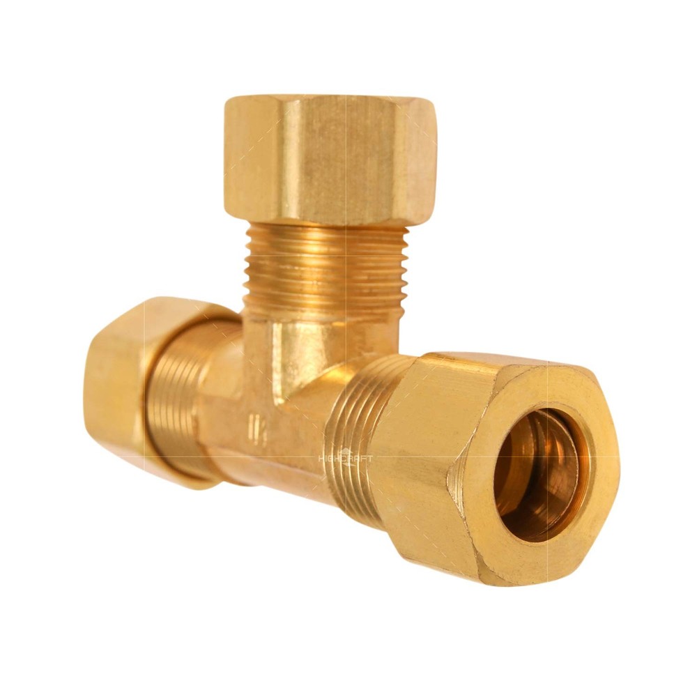 HIGHCRAFT D64-12-OM Compression Tee Pipe Fitting 1/2" OD. 0.5 Inch, Brass