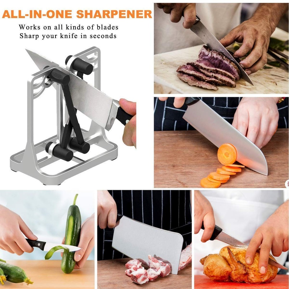 Knife Sharpener, Knife Sharpener Tool with Self-Adjusting, Stainless Steel an...