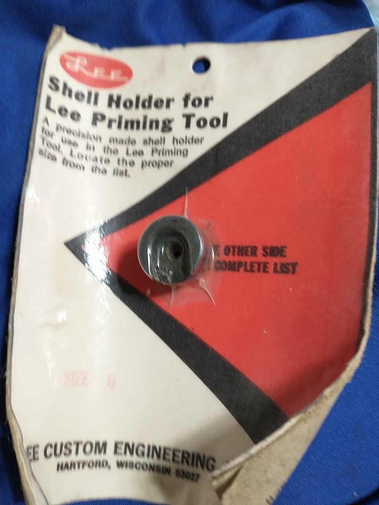 LEE SHELL HOLDER FOR LEE PRIMING TOOL SIZE G 6.5 X 55MM MAUSER VINTAGE RELOADING