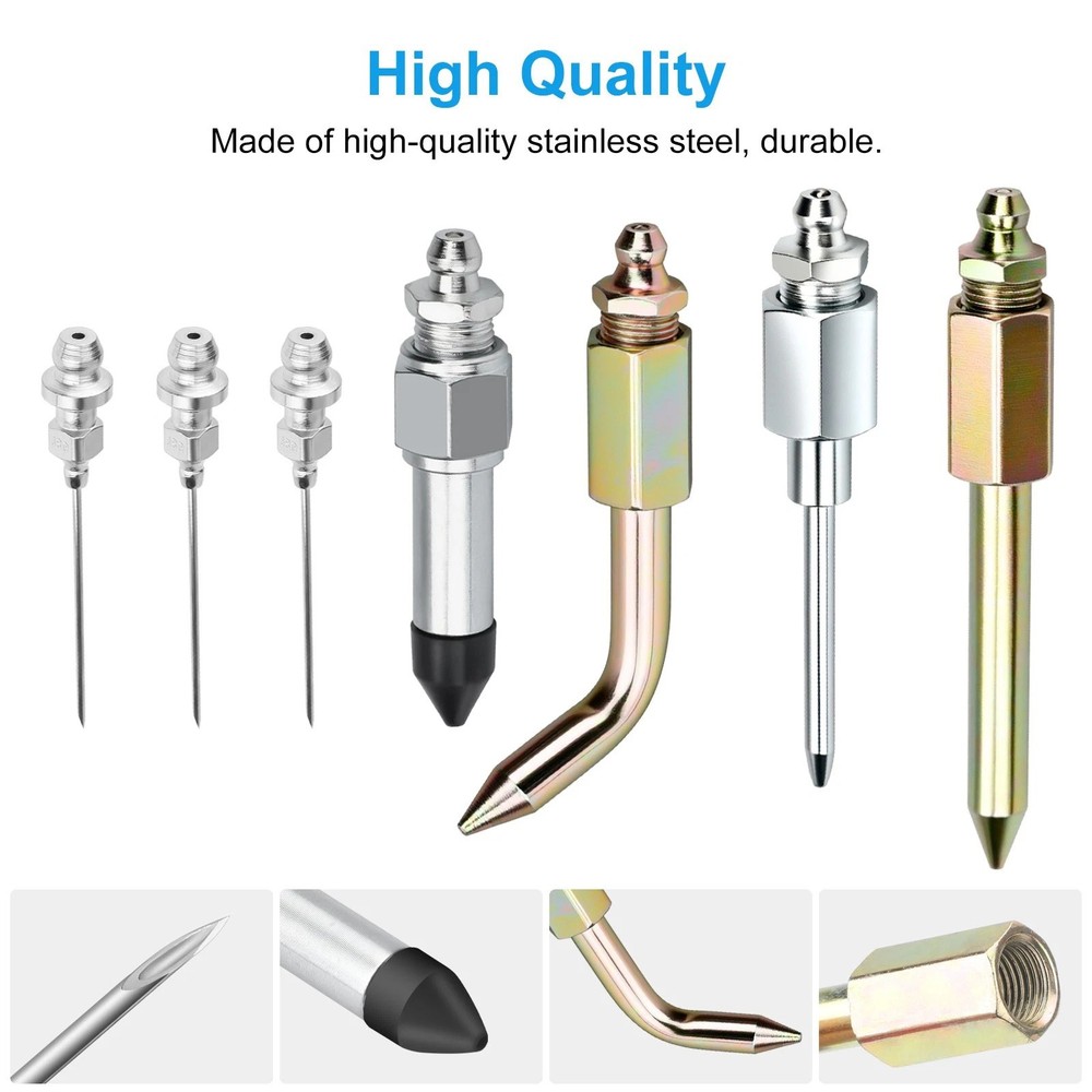 7 Piece Grease Gun Accessory Set with Needle Nozzles Dispenser Rubber Adapter