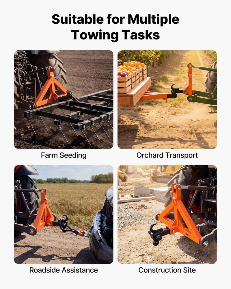 3 Point Trailer Hitch with 2" Receiver, 3 Pt Quick Hitch Attachment with 3