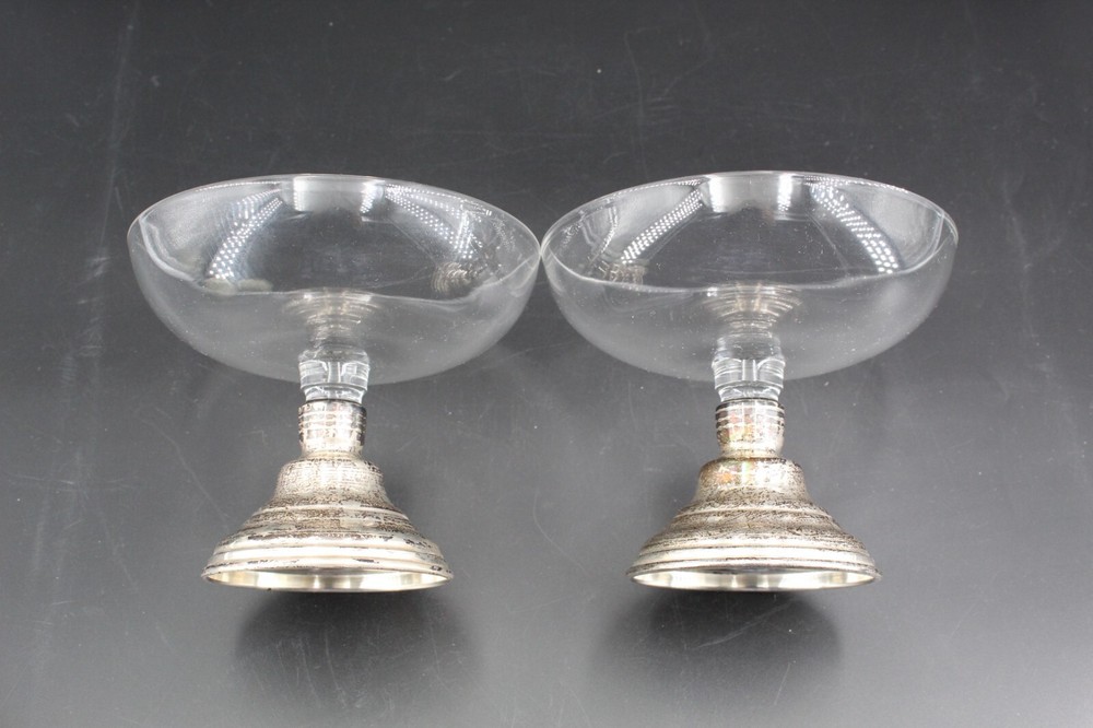 Set of 2 Vintage Sterling Silver Footed Compote/Candy Dish Solid Sterling