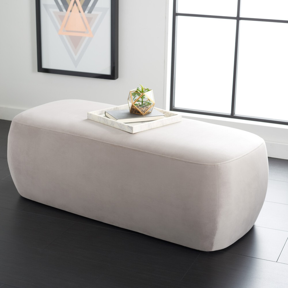 SAFAVIEH Whitley Rectangular Ottoman | Greige |