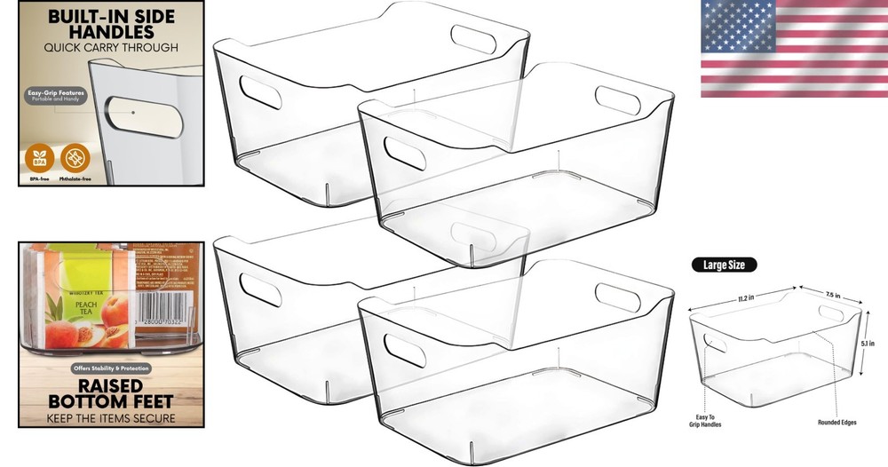 BPA-Free Stackable Storage Bins - Large Clear Organizers for Multi-Purpose Use