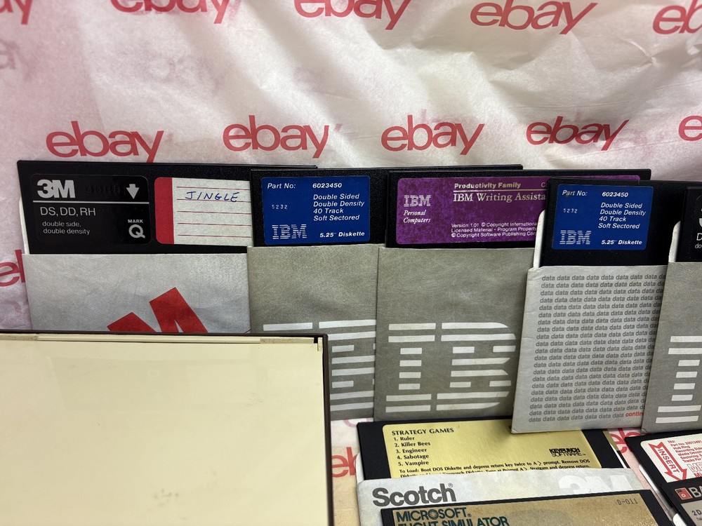 23pcs 3M DISKETTES DOS 5.25" Floppy Vintage MS-DOS + EICHNER FILE CASE No. 96099