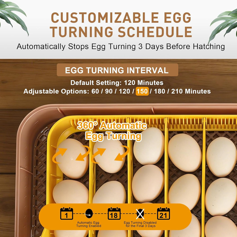 Automatic 56-Egg Incubator for Breeders, Sensor-Based Precise Humidity+Temp Cont