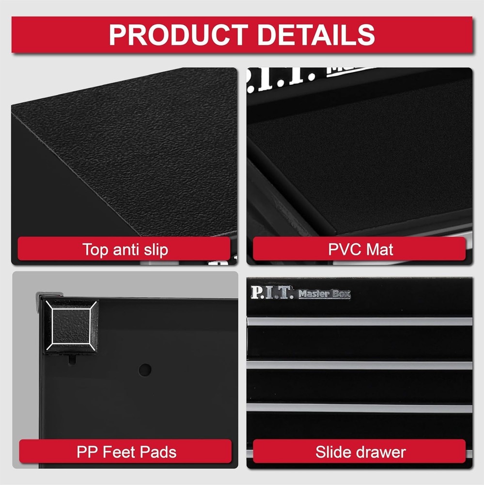 Elegant Black 5-Drawer Tool Case - Lightweight and Versatile Storage Solution