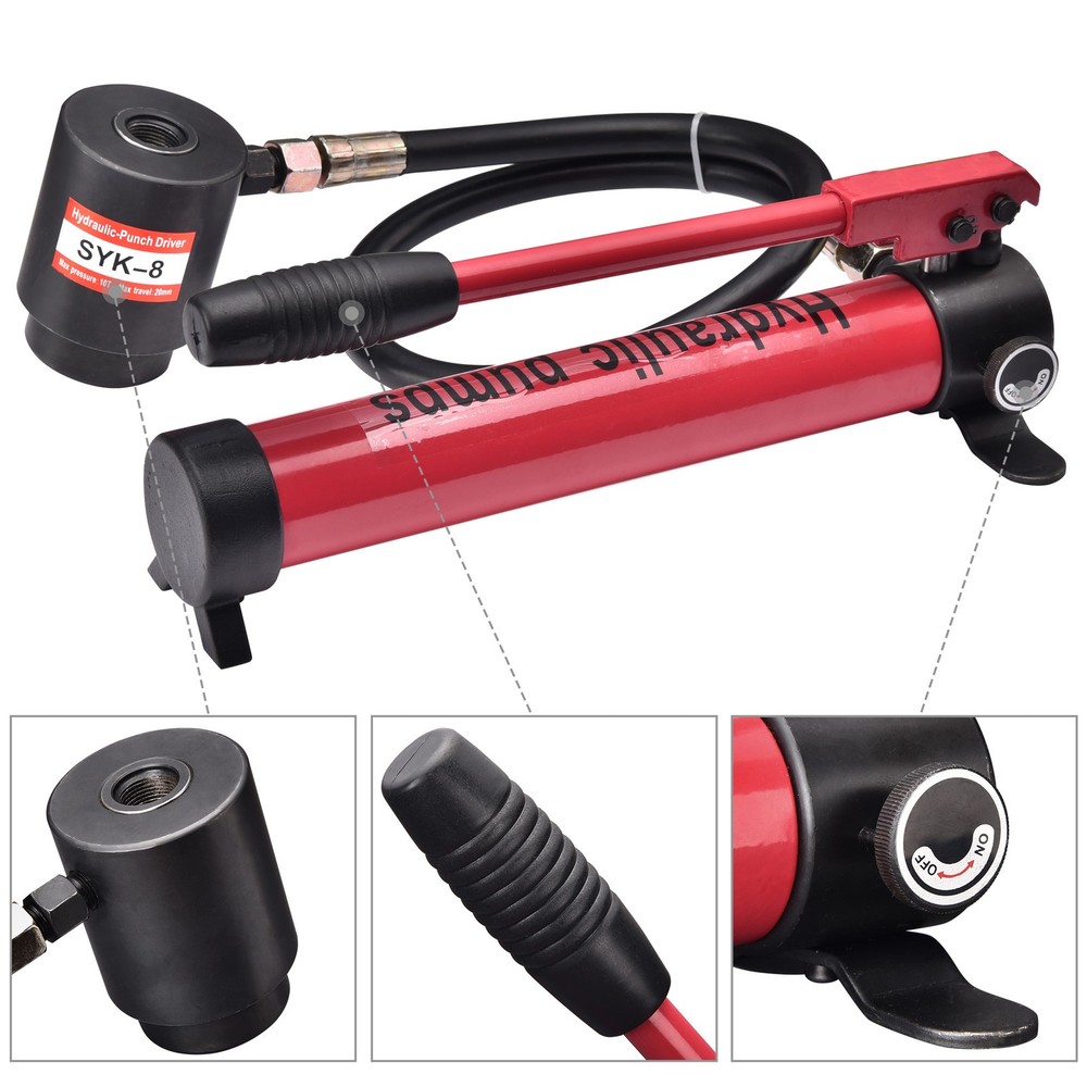 Yessources 1/2" - 2" Hydraulic Knockout Punch Set Conduit Hole Punch Driver Kit