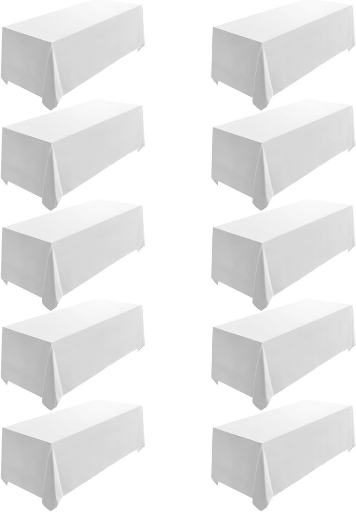 10 Pack 90x132 Rectangular Wedding Banquet Polyester Tablecloths - White