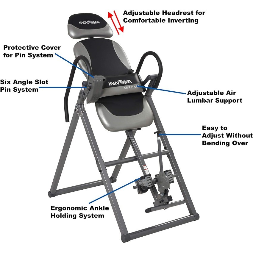 Innova ITX9900 Inversion Table with Air Lumbar Support, Black/Gray W
