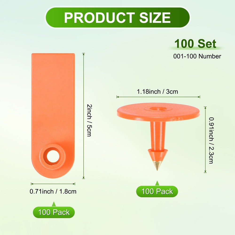 100-Pack Sheep Ear Tags, TPU Blank Livestock Ear Tags [Orange]