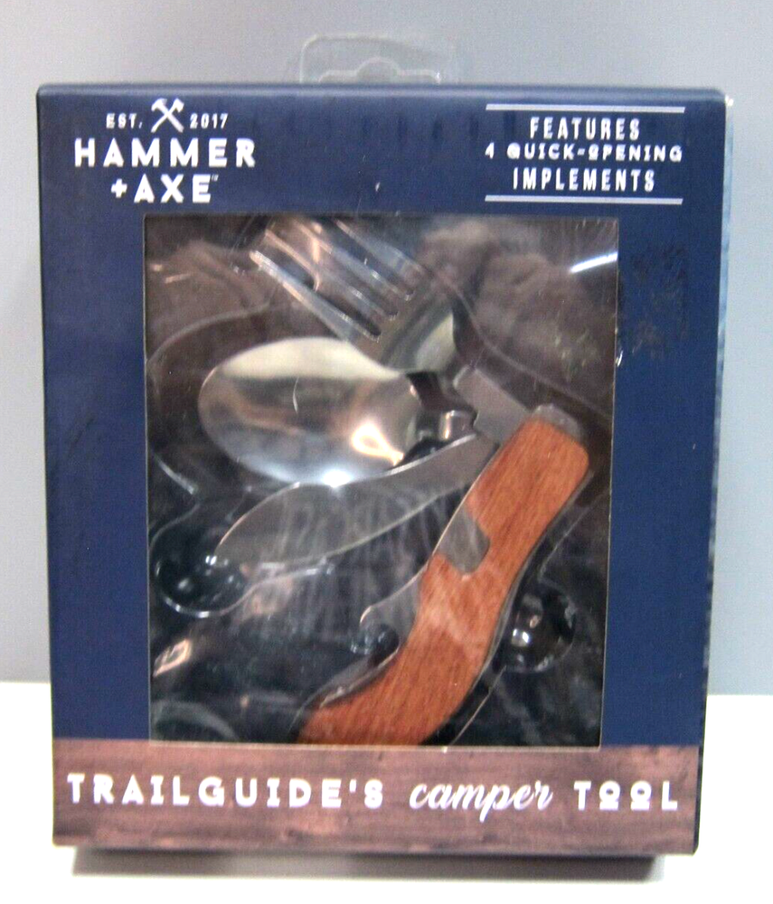 Hammer+Axe Brand Camper Tool Includes Four Quick Opening Utensils
