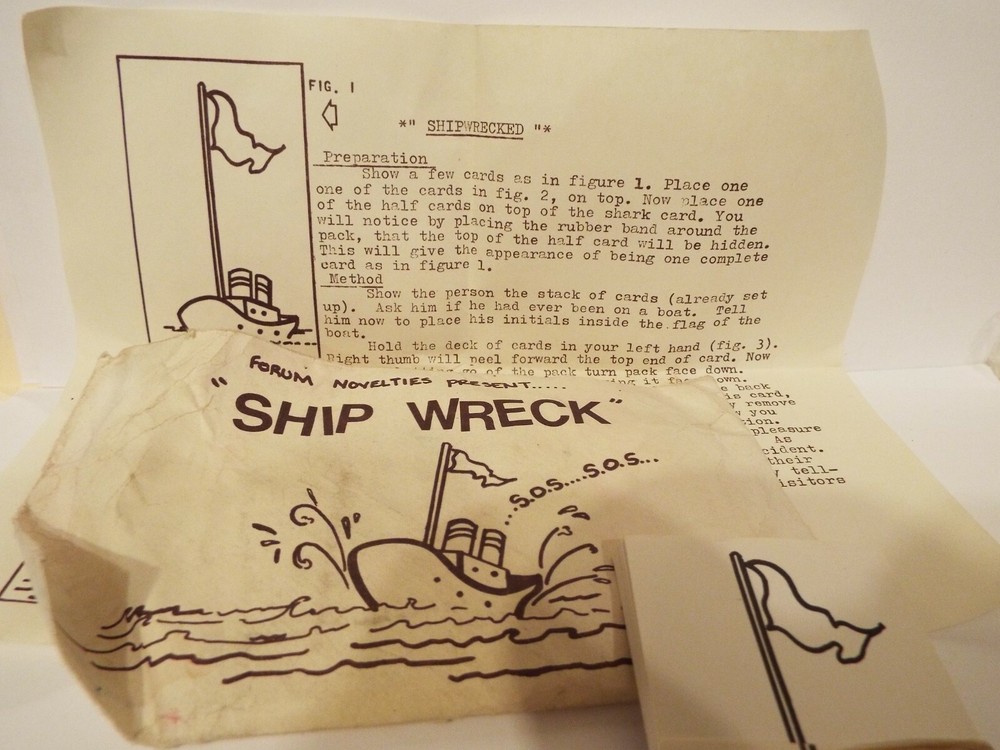 Forum Novelties Ship Wreck Deck Magic Card Routine Effect Trick Vintage