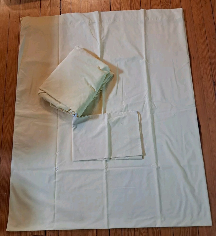 Vintage Sears Perma-Prest Sheet Set Solid Yellow Percale 81" x 104" USA Made