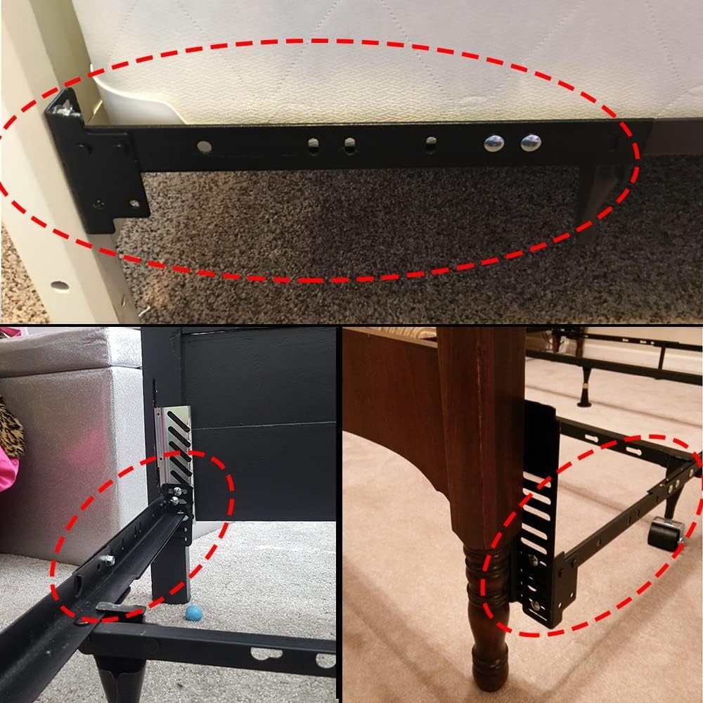 Bed Frame Footboard Extension Brackets Set Attachment Kit, Bolt-on Black