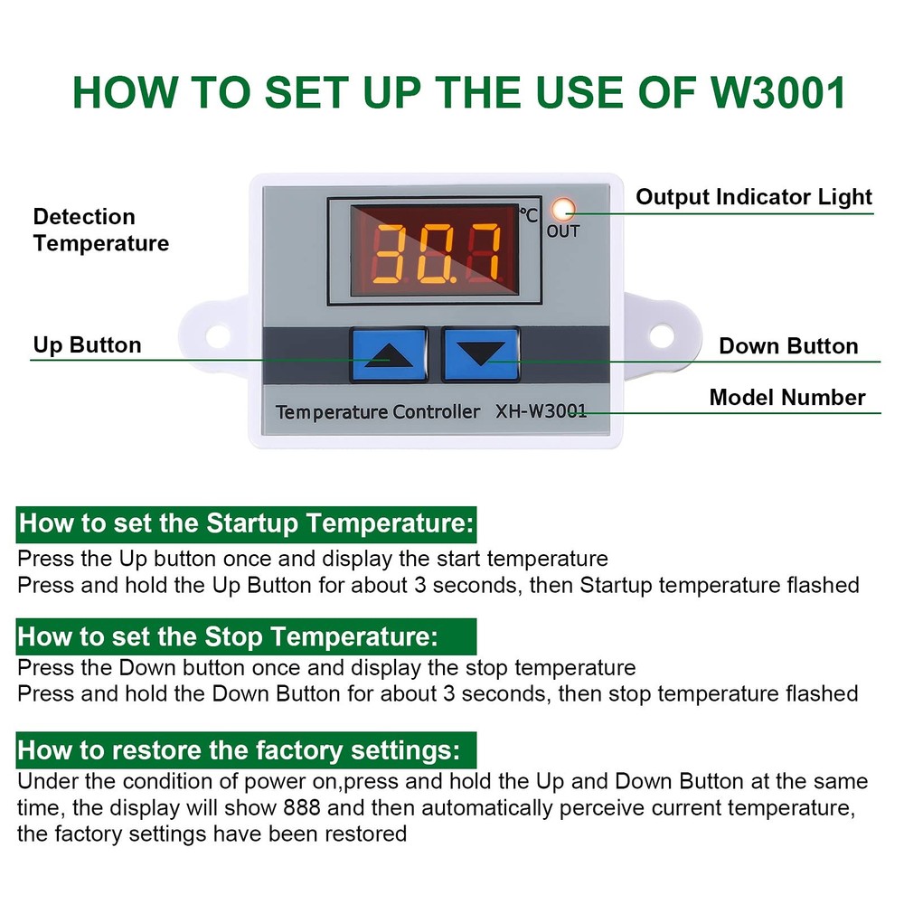 Xhw3001 Digital Led Temperature Controller Module Digital Thermostat Switch With