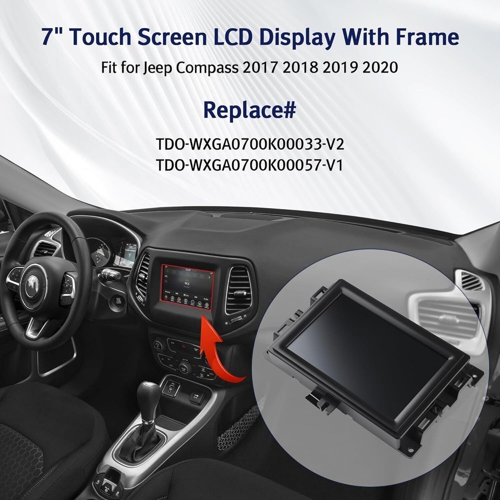 7" LCD Touch Screen w/ Frame For 2017-2020 Jeep Compass Radio Navigation Replace