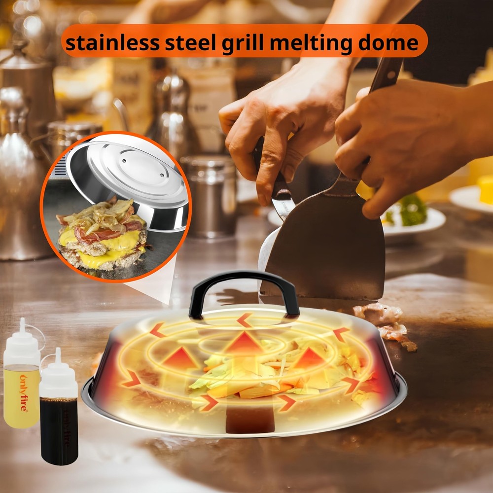 Onlyfire Griddle Accessories Kit, 9PCS Flat Top Grill 9pcs, silver