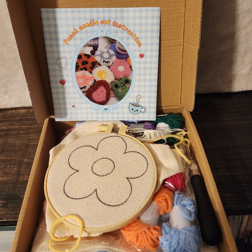 WATINC Flower Punch Needle Coaster Kit DIY Craft Project