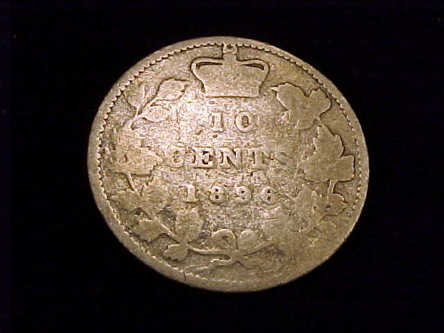 1896 Canada 10 Cent, About Good grade.