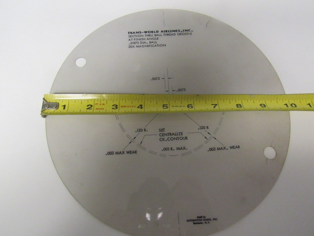 Rare TWA Trans World Airlines Optical Comparator Charts for Profile Projector