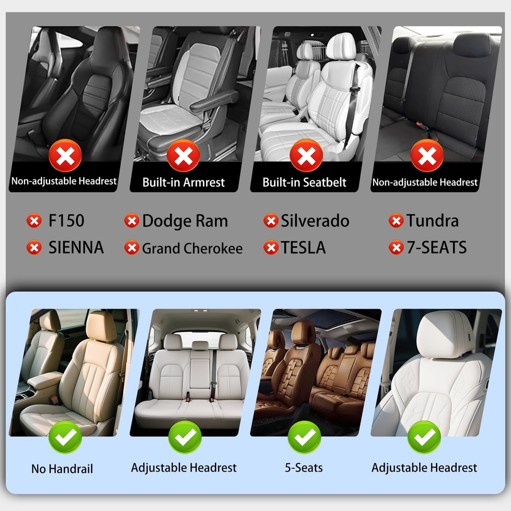 NS YOLO Universal Fit Full Coverage Leather Car Seat Covers Set, Beige