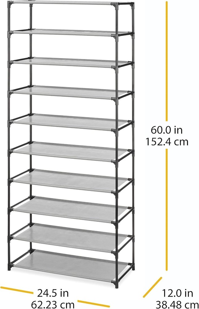 Functional 10-Tier Shoe Tower - Space-Saving Design for Bedrooms & Garages