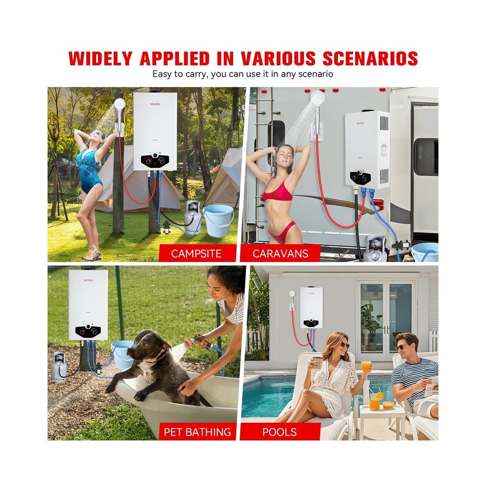Tankless Water Heater Propane,2.64GPM 10L Outdoor Portable water heater,with ...