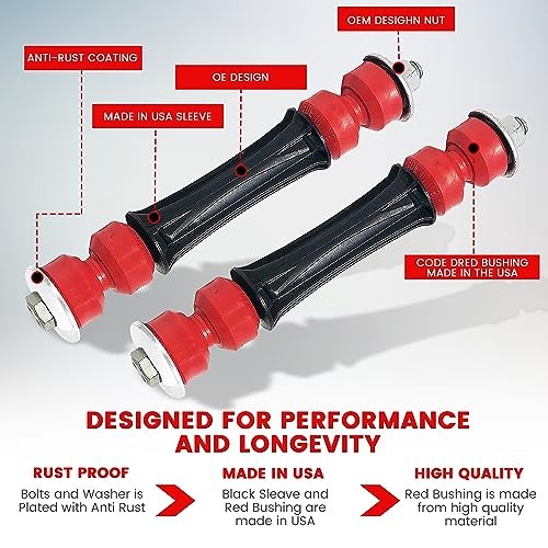 Suspension Dudes 4PC Front Sway Bar CODE RED Front Link & Bushing Kit