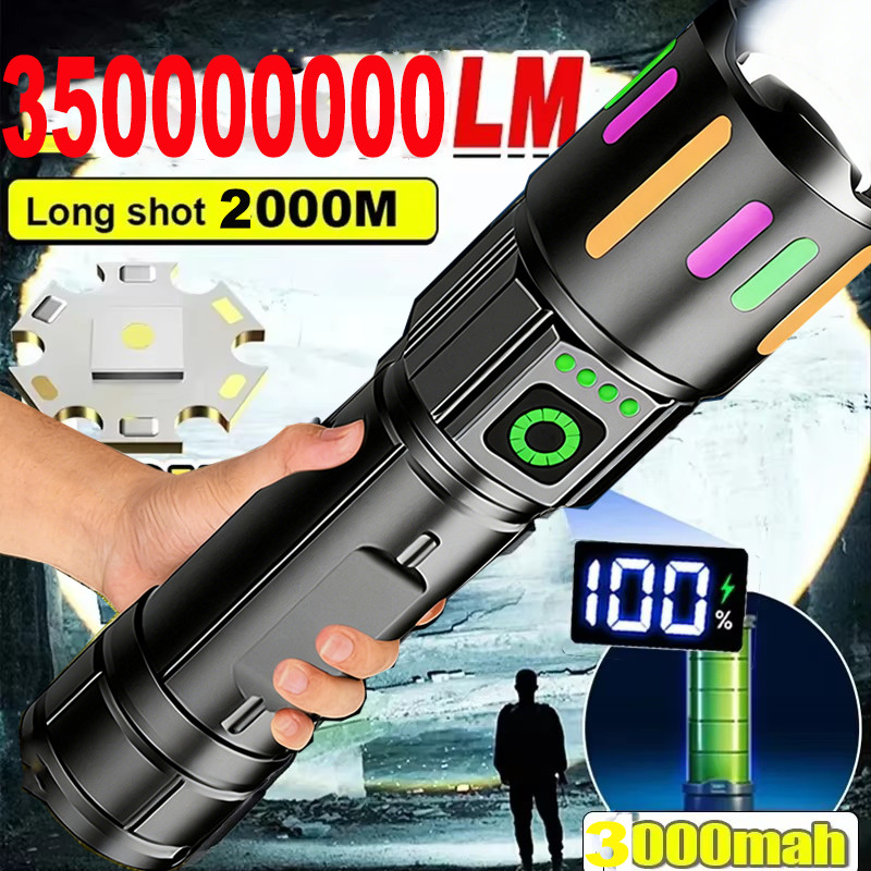350000000 Lumen Super Bright LED Tactical Flashlight Rechargeable Work Light-