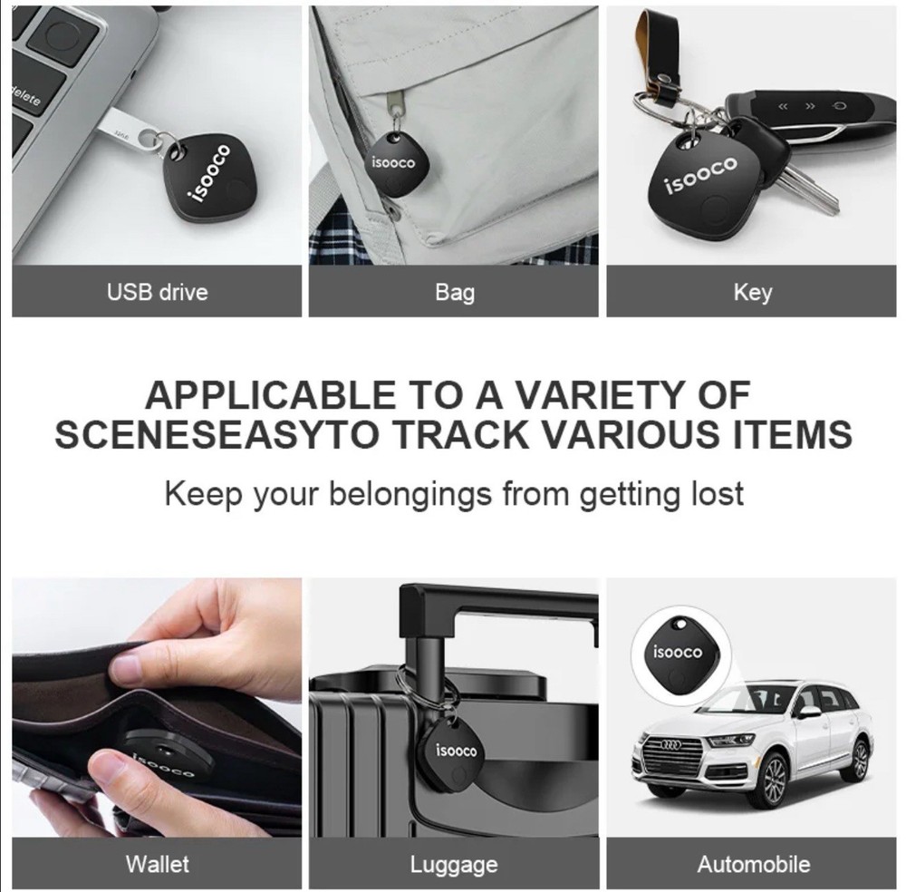 ISOOCO 4-Pack Apple Findmy Item FinderIP67 Waterproof Bluetooth Tracker